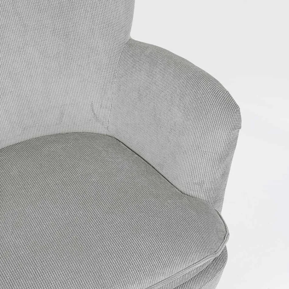 Fauteuil Pin et Assise Effet Velours Coste 4 Finitions - Molly Viadurini