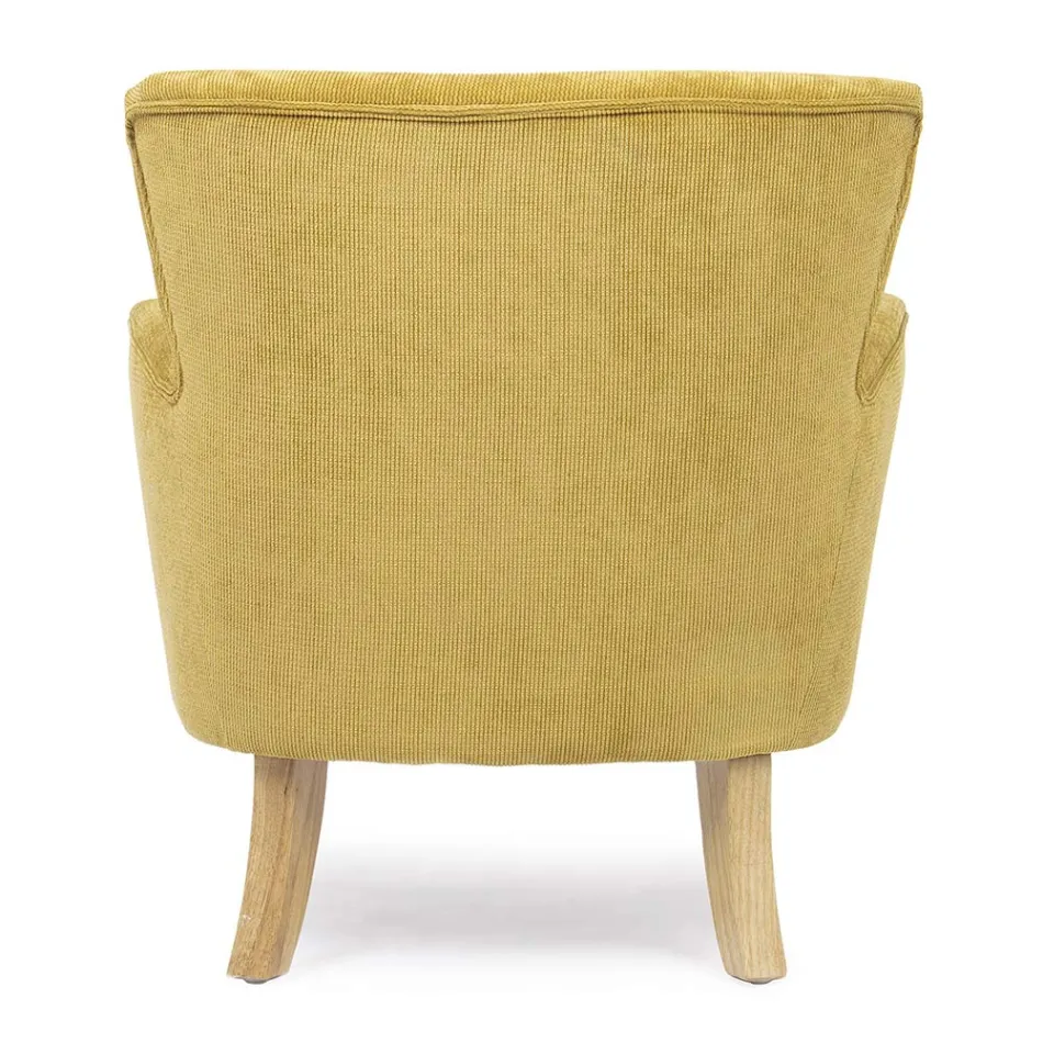 Fauteuil Pin et Assise Effet Velours Coste 4 Finitions - Molly Viadurini