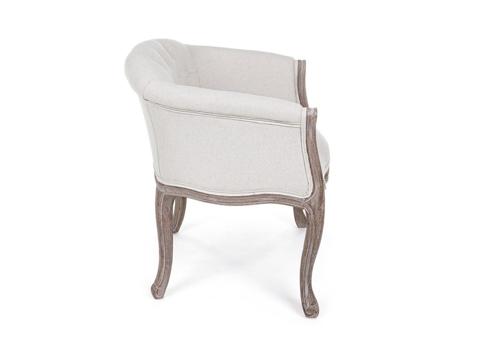 Siège de fauteuil en bois en lin naturel et coton Design classique - Katen Viadurini