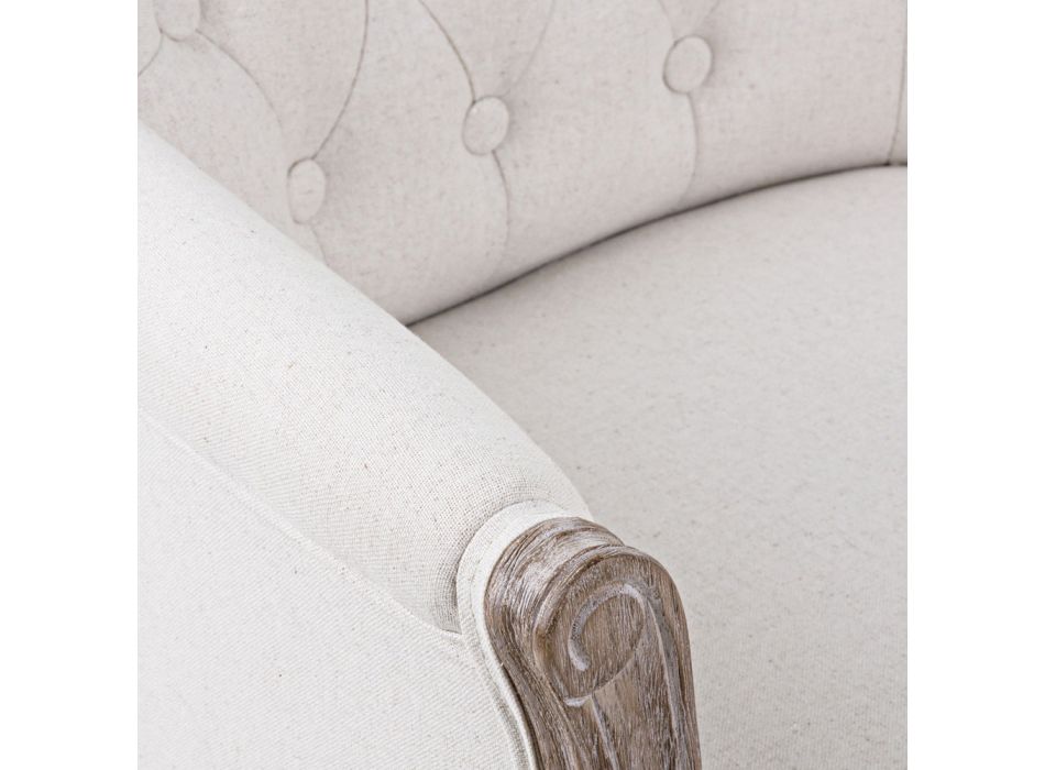 Siège de fauteuil en bois en lin naturel et coton Design classique - Katen Viadurini