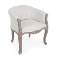 Siège de fauteuil en bois en lin naturel et coton Design classique - Katen