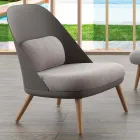 Fauteuil en bois, tissu et polypropylène moderne fabriqué en Italie Pérouse Viadurini