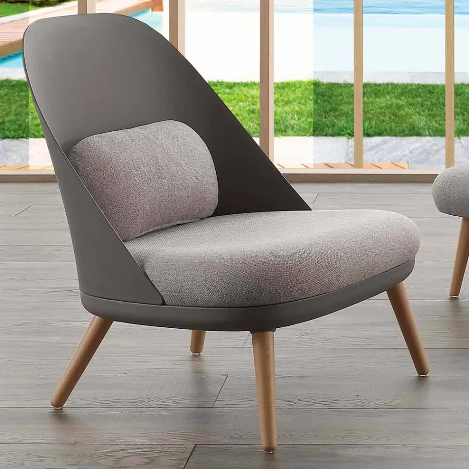 Fauteuil en bois, tissu et polypropylène moderne fabriqué en Italie Pérouse Viadurini