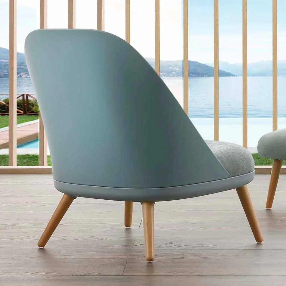 Fauteuil en bois, tissu et polypropylène moderne fabriqué en Italie Pérouse Viadurini