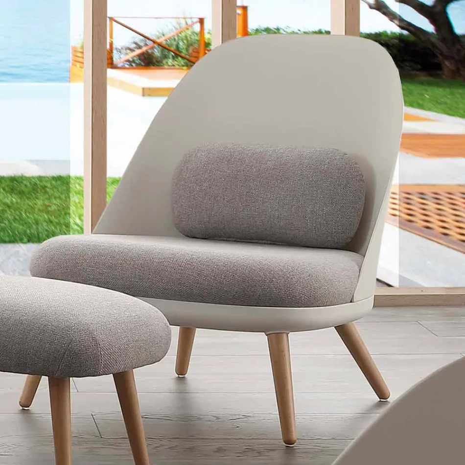 Fauteuil en bois, tissu et polypropylène moderne fabriqué en Italie Pérouse Viadurini
