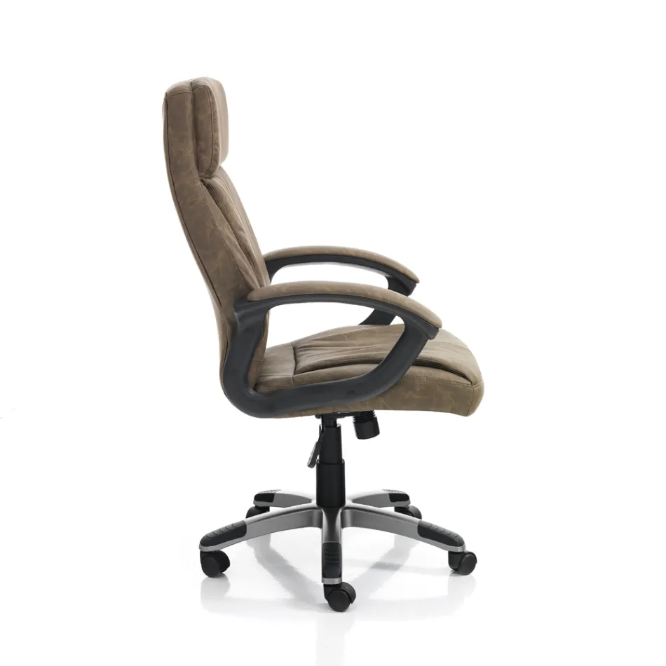 Fauteuil en Cuir Synthétique Effet Vieilli - Rhodium Viadurini