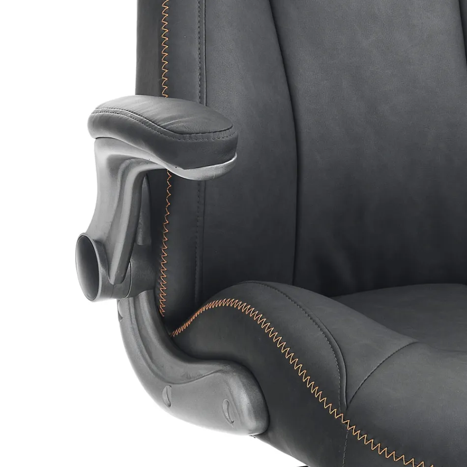 Fauteuil en Cuir Synthétique Gris Effet Vieilli - Renio Viadurini