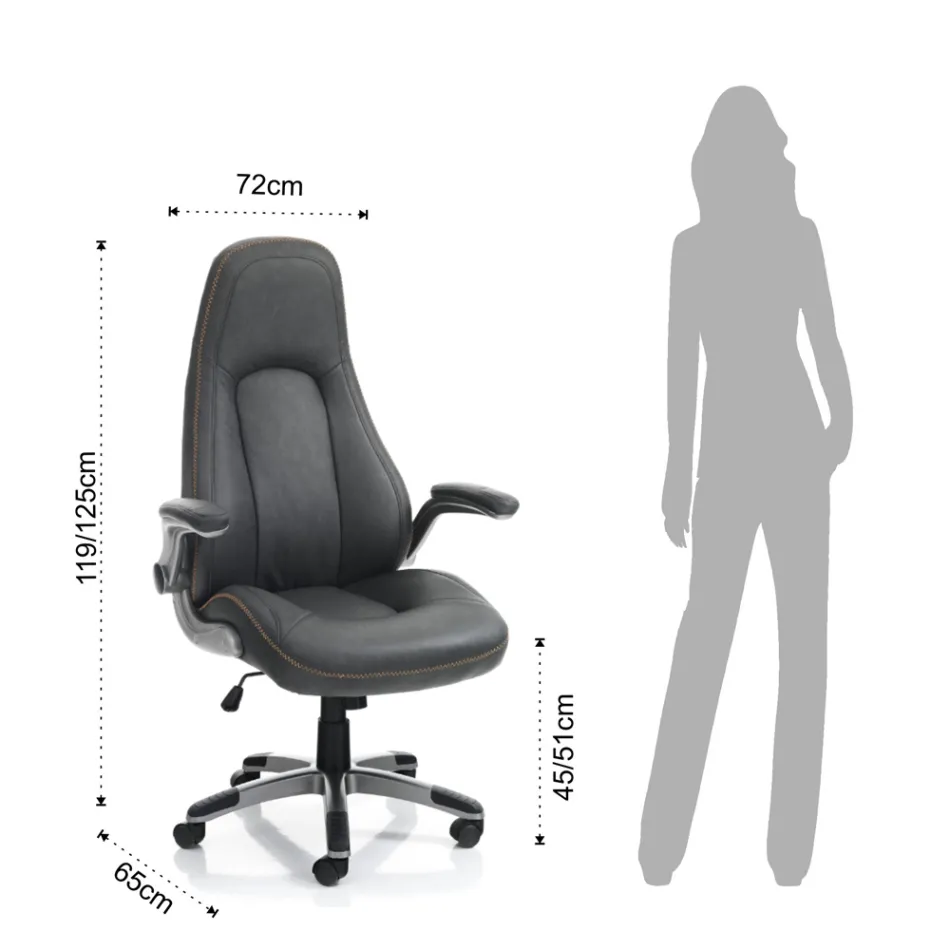 Fauteuil en Cuir Synthétique Gris Effet Vieilli - Renio Viadurini