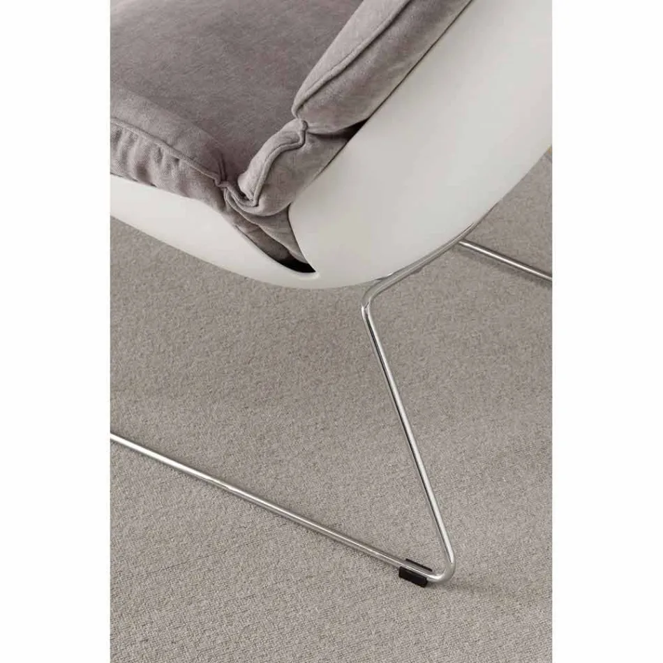 Fauteuil en polypropylène blanc et coussin gris bouleau doux Viadurini