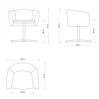 Fauteuil en tissu avec base pivotante en métal de luxe fabriqué en Italie - Bergen Viadurini