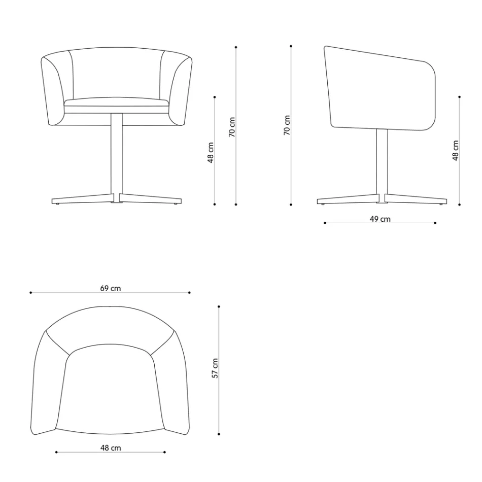 Fauteuil en tissu avec base pivotante en métal de luxe fabriqué en Italie - Bergen Viadurini