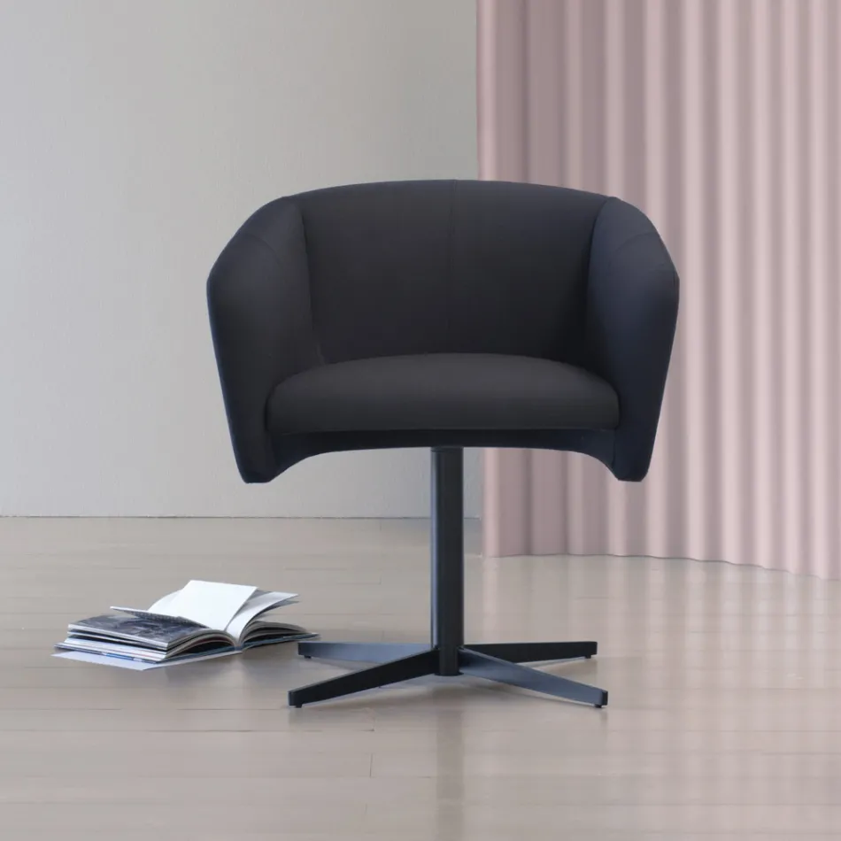 Fauteuil en tissu avec base pivotante en métal de luxe fabriqué en Italie - Bergen Viadurini