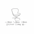 Fauteuil en tissu avec base pivotante en métal précieux fabriqué en Italie - Papaye Viadurini