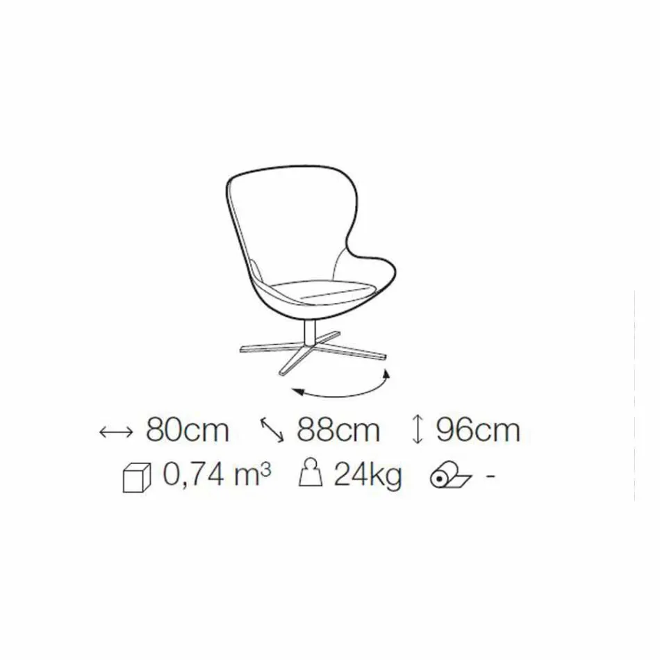 Fauteuil en tissu avec base pivotante en métal précieux fabriqué en Italie - Papaye Viadurini