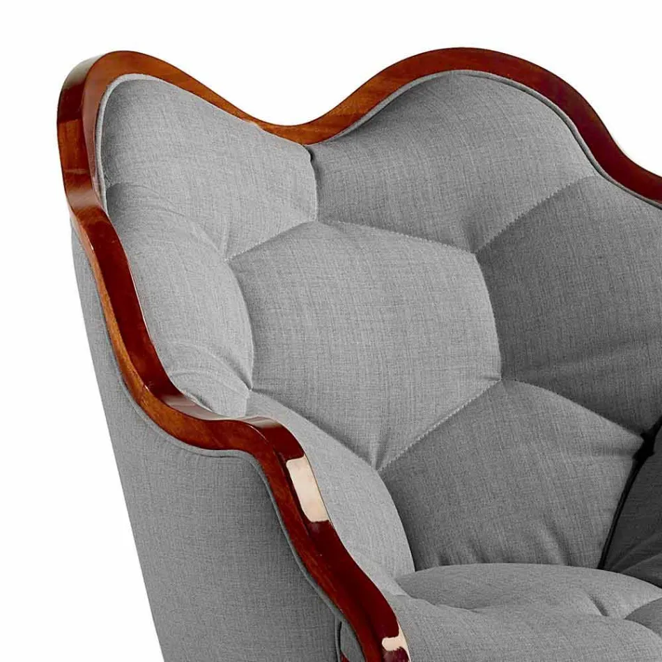 Fauteuil en tissu et la conception solide en bois, fabriqué en Italie, Begga Viadurini