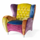 fauteuil en velours matelassé travaillée et nervuré bord Schinke Viadurini