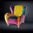 fauteuil en velours matelassé travaillée et nervuré bord Schinke Viadurini