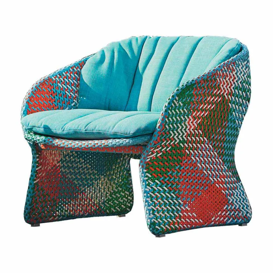 Fauteuil lounge d'extérieur rembourré, en fibres synthétiques - Maat by Varaschin Viadurini