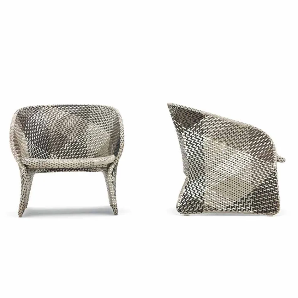 Fauteuil lounge d'extérieur rembourré, en fibres synthétiques - Maat by Varaschin Viadurini