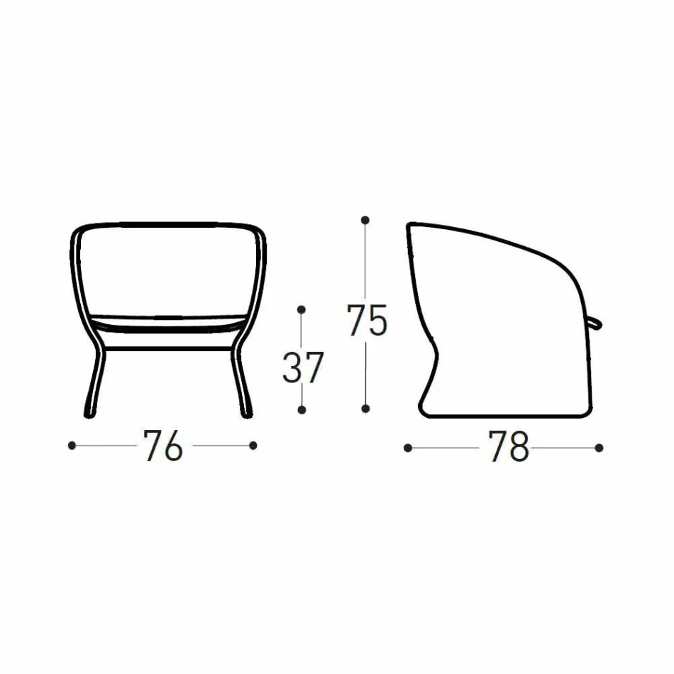 Fauteuil lounge d'extérieur rembourré, en fibres synthétiques - Maat by Varaschin Viadurini