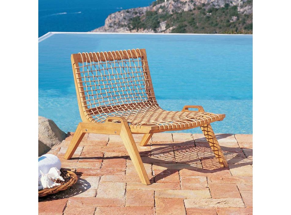 Chaise longue d'extérieur empilable en teck Made in Italy - Oracle Viadurini