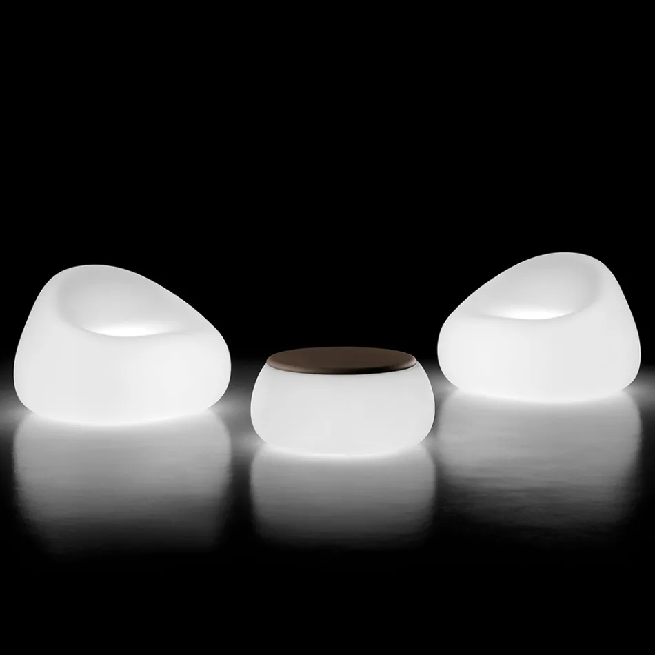 Fauteuil d'extérieur lumineux avec lumière LED en polyéthylène fabriqué en Italie - Ervin Viadurini