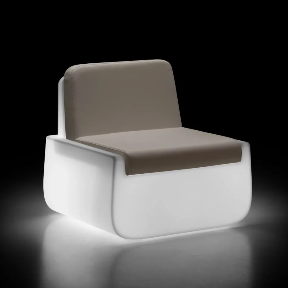 Fauteuil d'extérieur lumineux en polyéthylène avec coussin fabriqué en Italie - Belida Viadurini