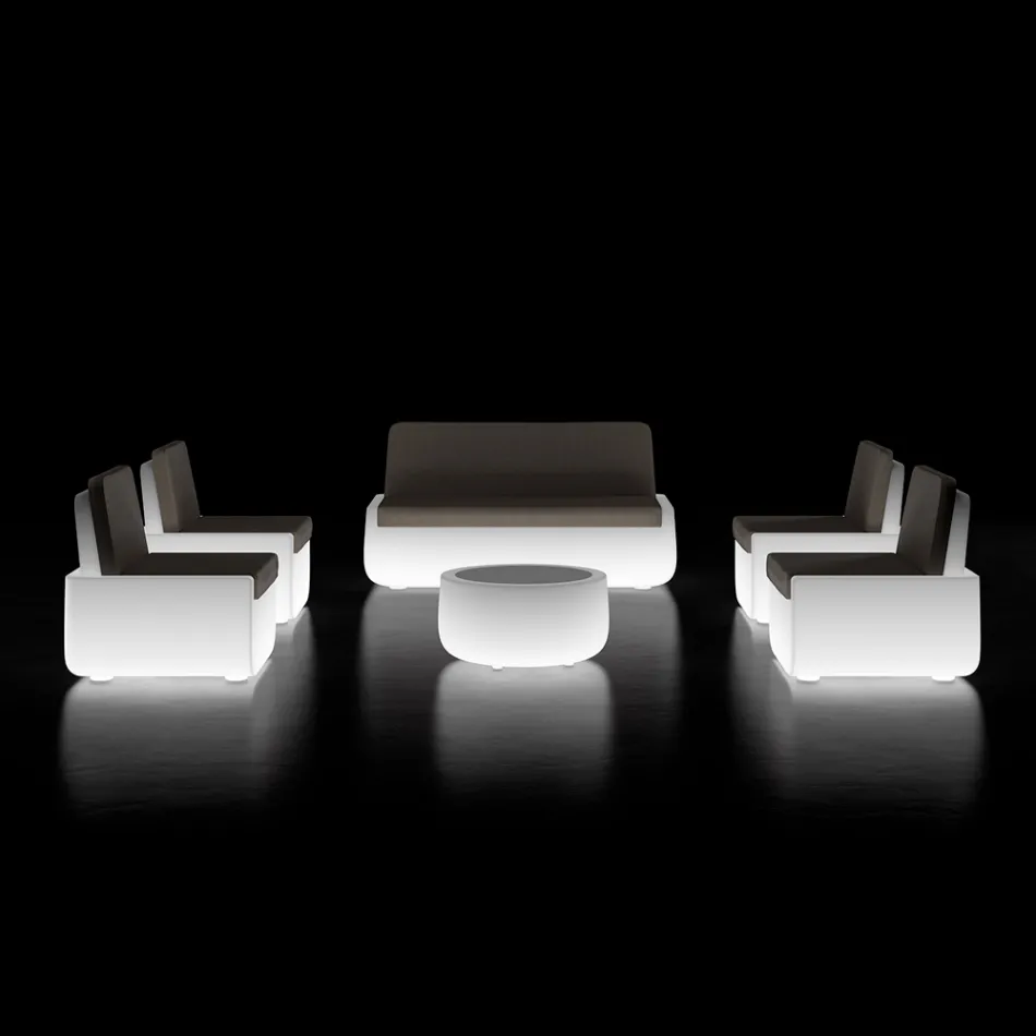 Fauteuil d'extérieur lumineux en polyéthylène avec coussin fabriqué en Italie - Belida Viadurini