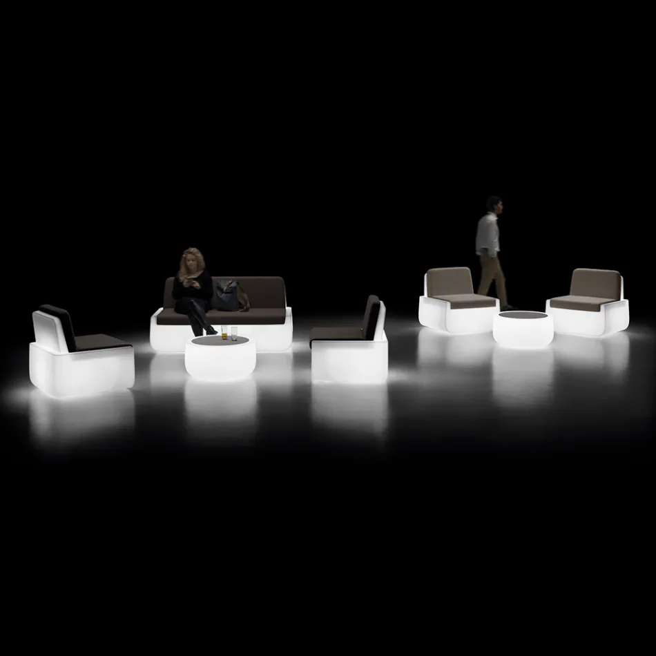 Fauteuil d'extérieur lumineux en polyéthylène avec coussin fabriqué en Italie - Belida Viadurini