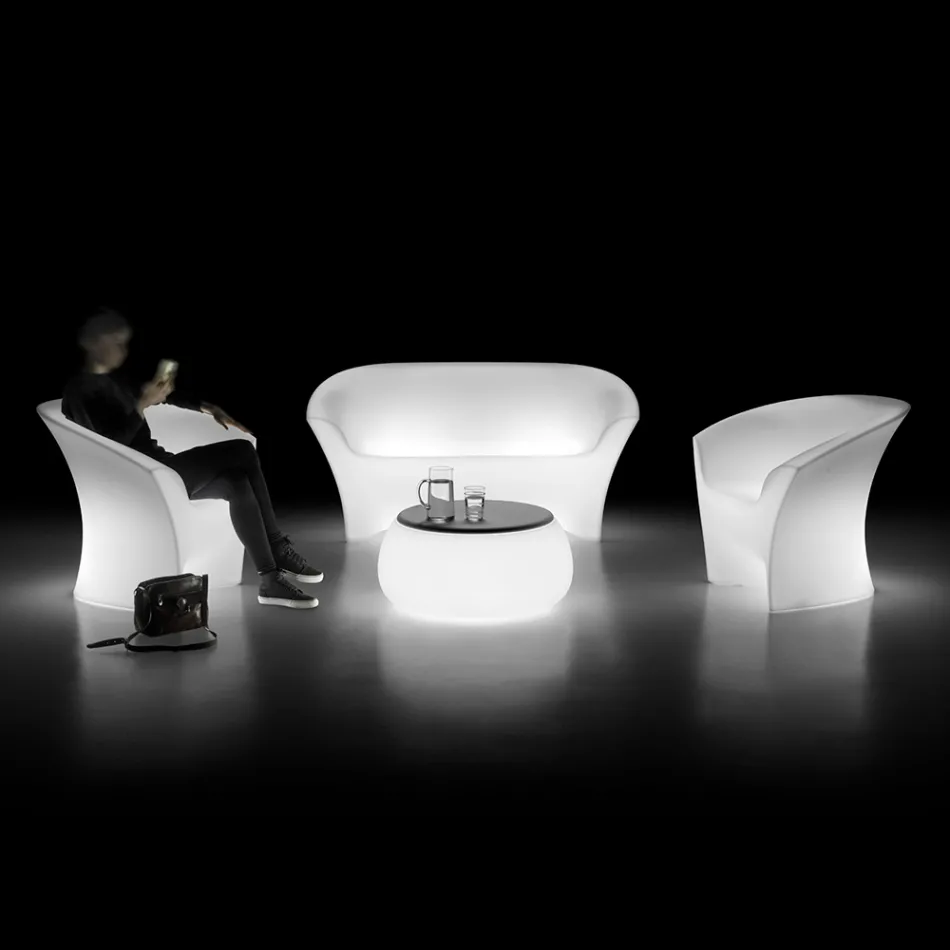 Fauteuil d'extérieur lumineux en polyéthylène avec lumière LED fabriqué en Italie - Conda Viadurini