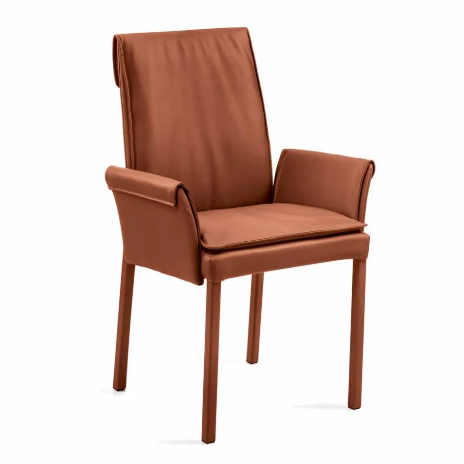 Fauteuil fabriqué en Italie recouvert de cuir Niles, design moderne Viadurini