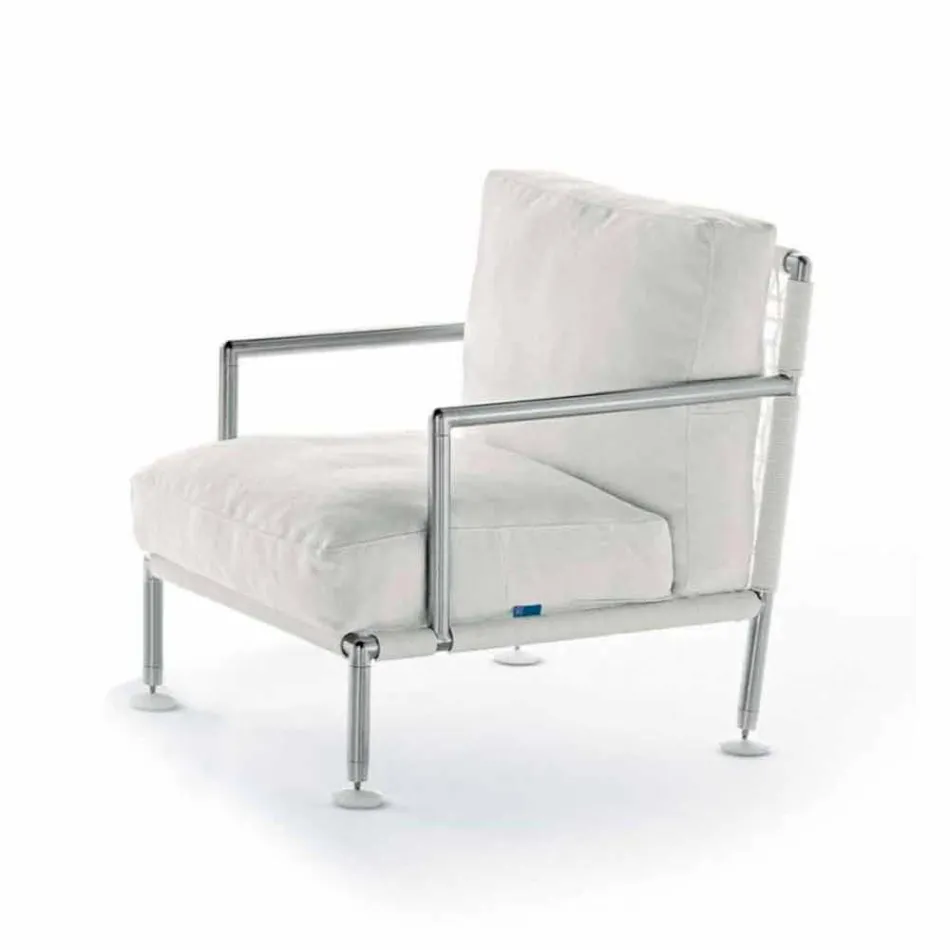 Fauteuil design moderne en acier et PVC noir ou blanc pour l'extérieur - Ontario2 Viadurini