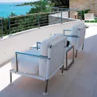 Fauteuil design moderne en acier et PVC noir ou blanc pour l'extérieur - Ontario2 Viadurini