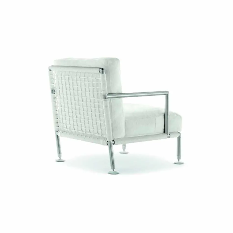 Fauteuil design moderne en acier et PVC noir ou blanc pour l'extérieur - Ontario2 Viadurini