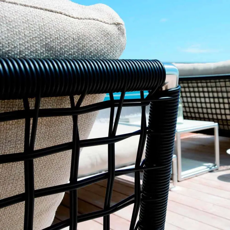 Fauteuil design moderne en acier et PVC noir ou blanc pour l'extérieur - Ontario2 Viadurini