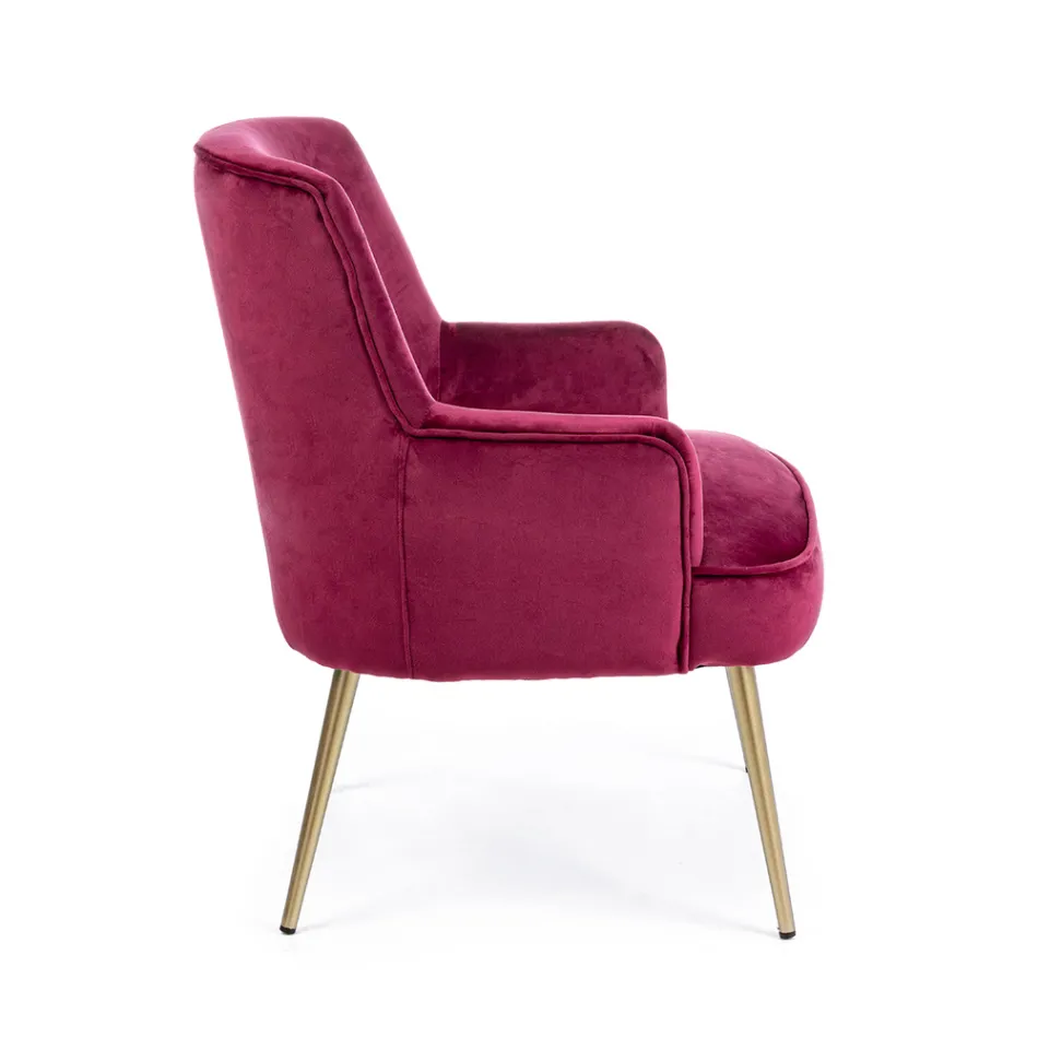 Fauteuil Moderne en Acier et Effet Velours Assise 3 Finitions - Mat Viadurini