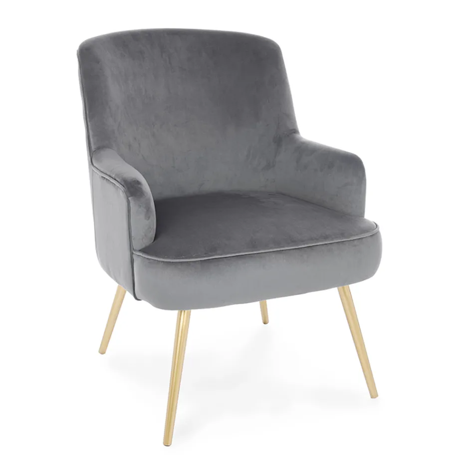 Fauteuil Moderne en Acier et Effet Velours Assise 3 Finitions - Mat Viadurini
