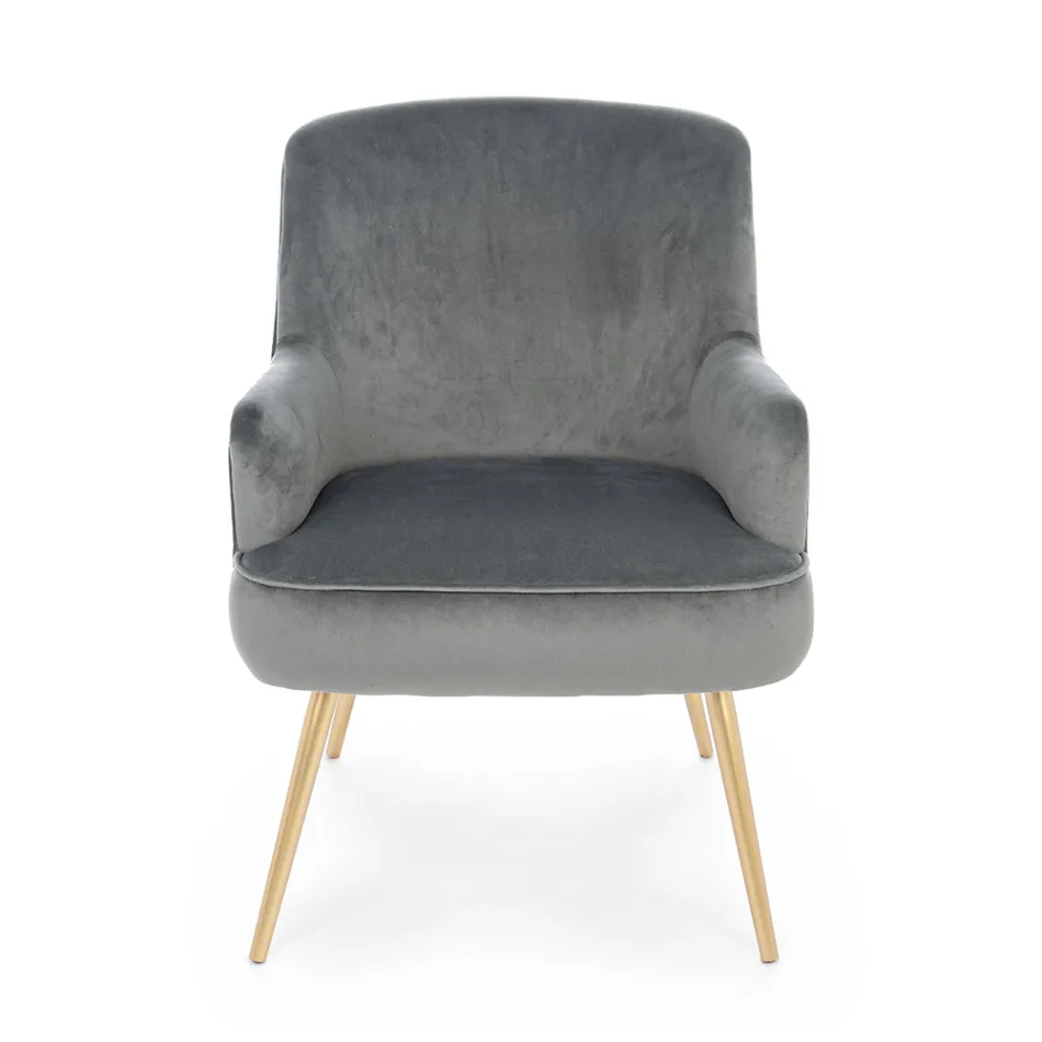 Fauteuil Moderne en Acier et Effet Velours Assise 3 Finitions - Mat Viadurini