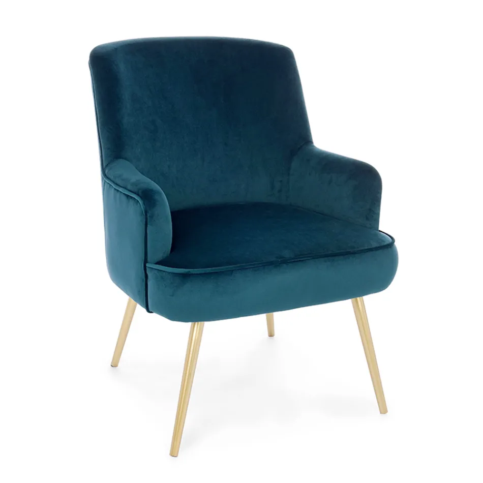 Fauteuil Moderne en Acier et Effet Velours Assise 3 Finitions - Mat Viadurini