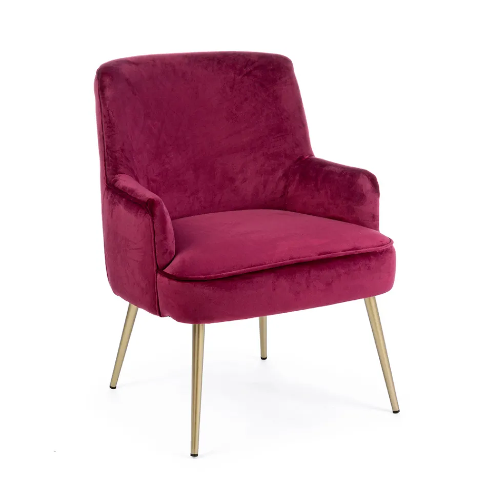 Fauteuil Moderne en Acier et Effet Velours Assise 3 Finitions - Mat Viadurini