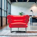 Fauteuil Moderne Rembourré en Cuir avec Base en Acier Fabriqué en Italie - Ostilio