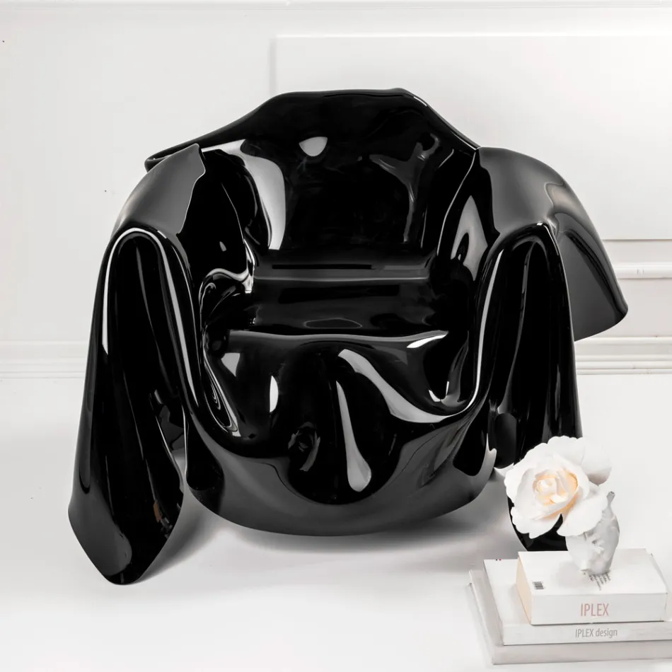 Delia - Fauteuil moderne drapé en plexiglas noir, fabriqué en Italie Viadurini