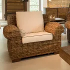 Fauteuil d'extérieur en Abaca avec coussins inclus - Lagertha Viadurini