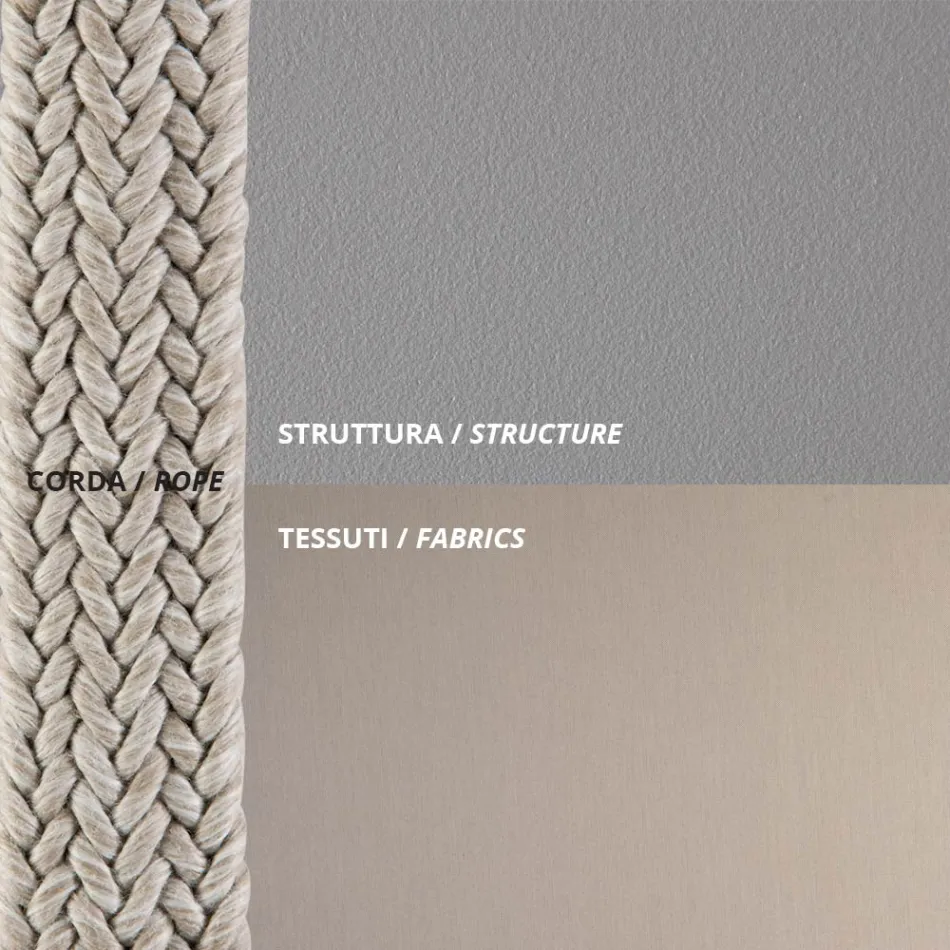 Fauteuil d'extérieur en acier et corde avec coussins Made in Italy - Helga Viadurini