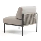 Fauteuil d'extérieur en acier galvanisé et corde avec coussins Made in Italy - Helga Viadurini