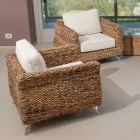 Fauteuil d'extérieur en tissage banane avec coussins - Legolas Viadurini