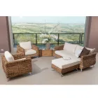 Fauteuil d'extérieur en tissage banane avec coussins - Legolas Viadurini