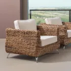 Fauteuil d'extérieur en tissage banane avec coussins - Legolas Viadurini