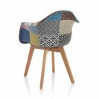Fauteuil design patchwork en tissu avec pieds en bois, 2 pièces - Selena Viadurini