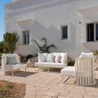 Fauteuil d'extérieur en aluminium et cordes design de luxe 3 finitions - Julie Viadurini